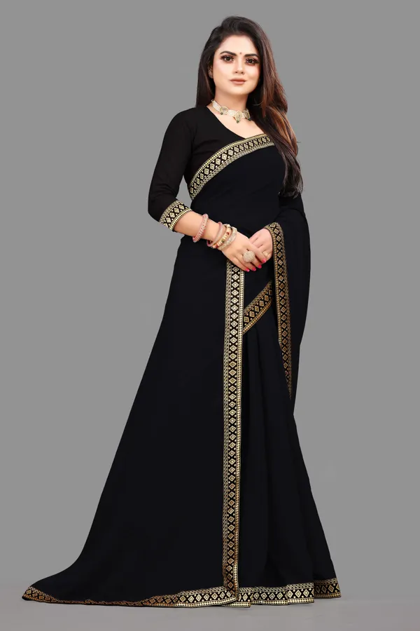 Shree_Shubh_Creation_Solid/Plain,_Woven_Daily_Wear_Georgette_Saree_(Black)