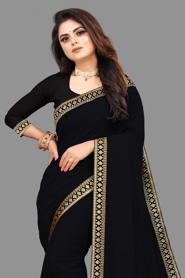 Shree_Shubh_Creation_Solid/Plain,_Woven_Daily_Wear_Georgette_Saree_(Black)