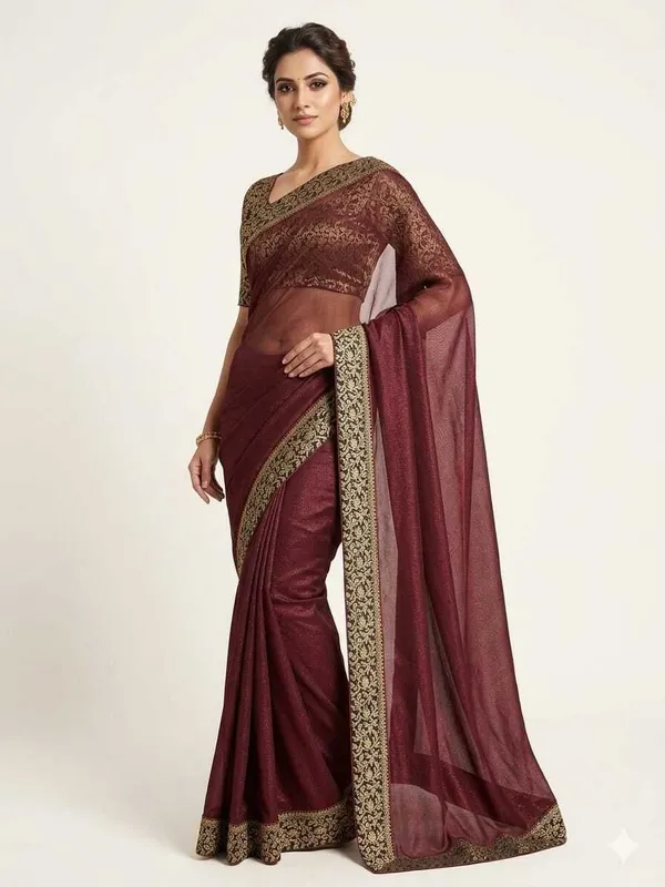 Shree_Shubh_Creation_Embroidered,_Woven_Bollywood_Georgette_Saree_(Maroon,_Gold)