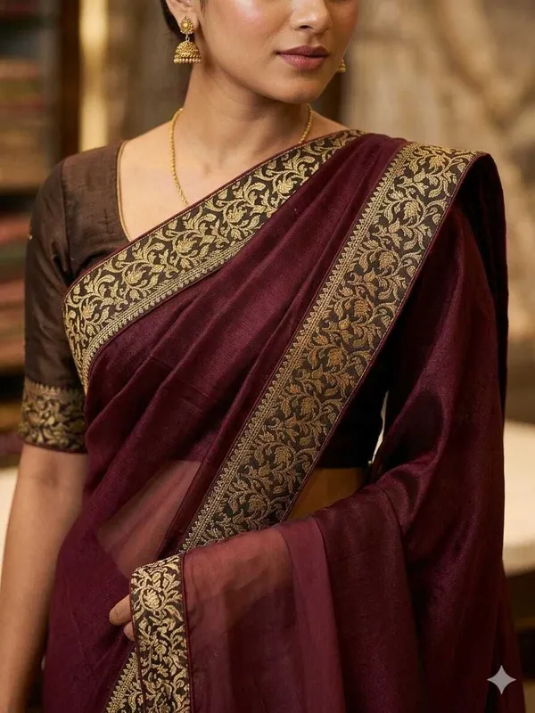Shree_Shubh_Creation_Embroidered,_Woven_Bollywood_Georgette_Saree_(Maroon,_Gold)