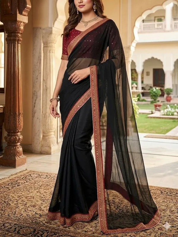 Shree_Shubh_Creation_Self_Design,_Embellished_Kanjivaram_Georgette_Saree_(Black)