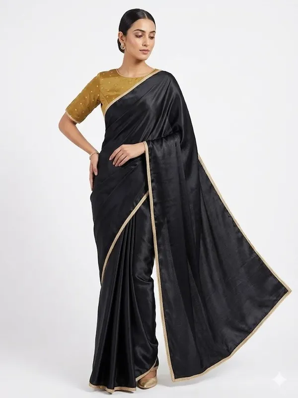 Shree_Shubh_Creation_Solid/Plain_Bollywood_Georgette_Saree_(Black)