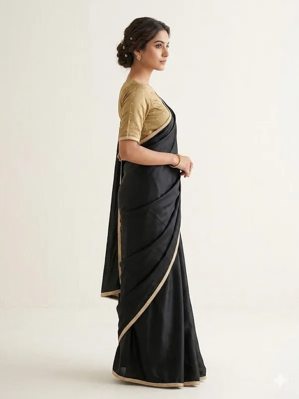 Shree_Shubh_Creation_Solid/Plain_Bollywood_Georgette_Saree_(Black)