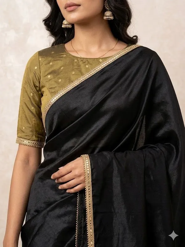 Shree_Shubh_Creation_Solid/Plain_Bollywood_Georgette_Saree_(Black)