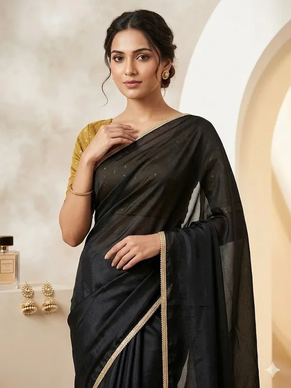 Shree_Shubh_Creation_Solid/Plain_Bollywood_Georgette_Saree_(Black)
