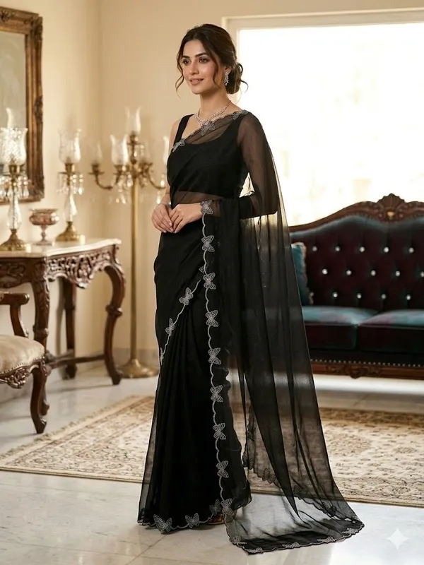 Shree_Shubh_Creation_Printed_Daily_Wear_Georgette_Saree_(Black)