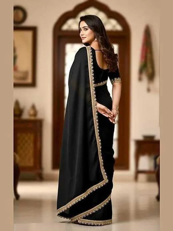 Shree_Shubh_Creation_Solid/Plain_Daily_Wear_Georgette_Saree_(Black)