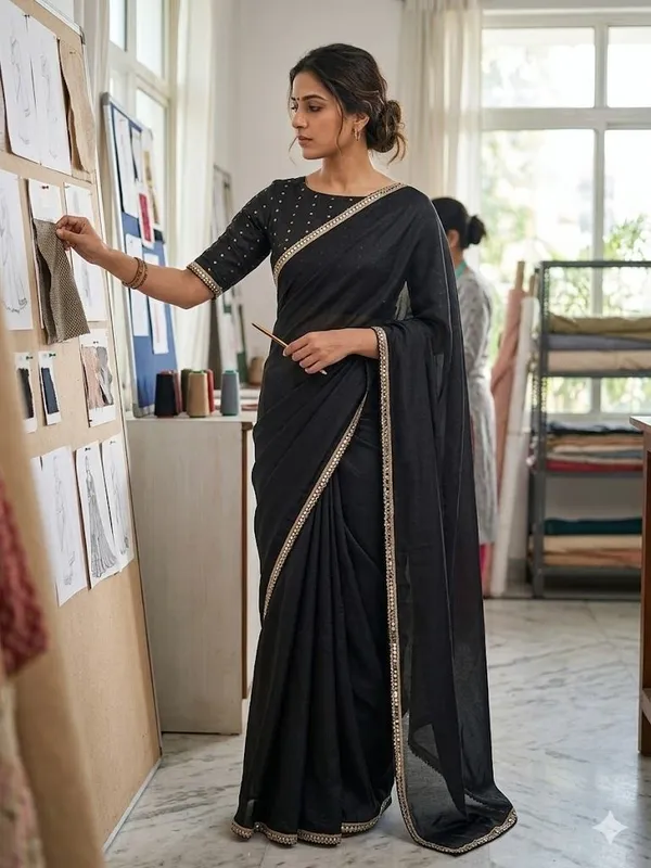 Shree_Shubh_Creation_Self_Design_Daily_Wear_Georgette_Saree_(Black)