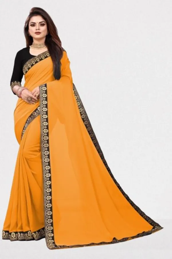 Shree_Shubh_Creation_Solid/Plain_Daily_Wear_Georgette_Saree_(Mustard)