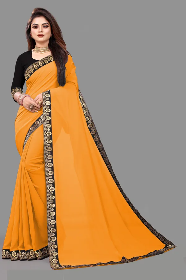 Shree_Shubh_Creation_Solid/Plain_Daily_Wear_Georgette_Saree_(Mustard)