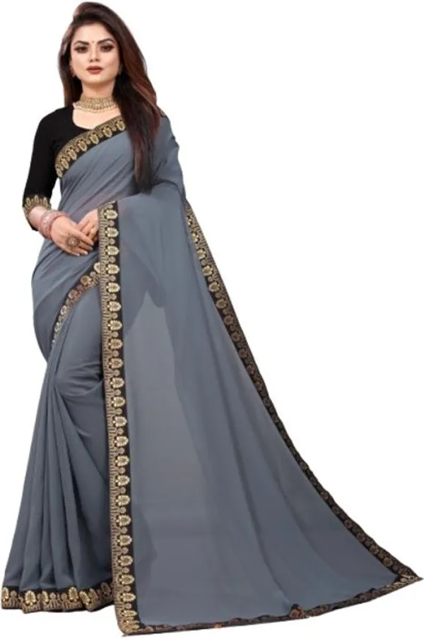 Shree_Shubh_Creation_Solid/Plain_Daily_Wear_Georgette_Saree_(Grey)