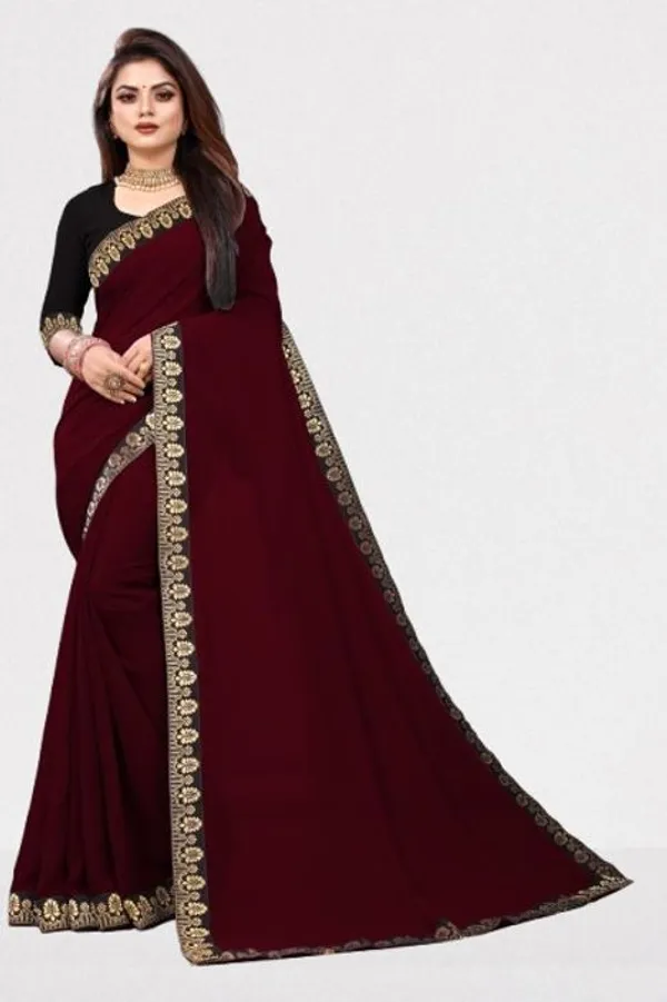 Shree_Shubh_Creation_Solid/Plain_Daily_Wear_Georgette_Saree_(Maroon)