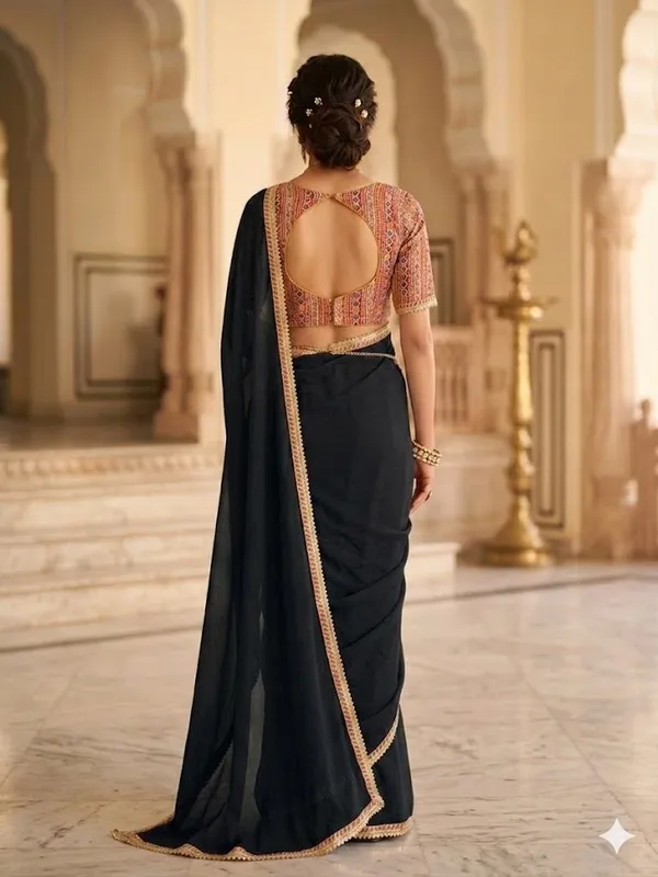 Shree_Shubh_Creation_Solid/Plain_Daily_Wear_Chiffon_Saree_(Black)