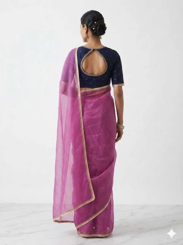 Shree_Shubh_Creation_Solid/Plain_Daily_Wear_Organza_Saree_(Pink)