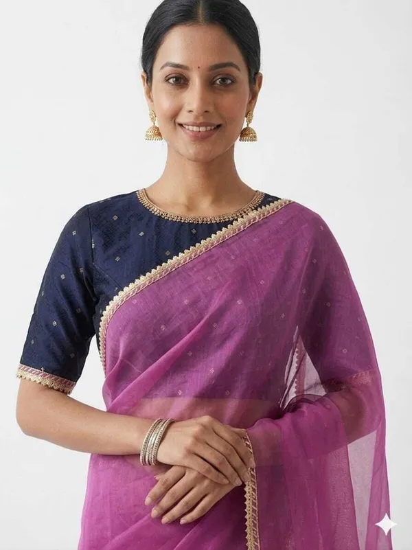 Shree_Shubh_Creation_Solid/Plain_Daily_Wear_Organza_Saree_(Pink)