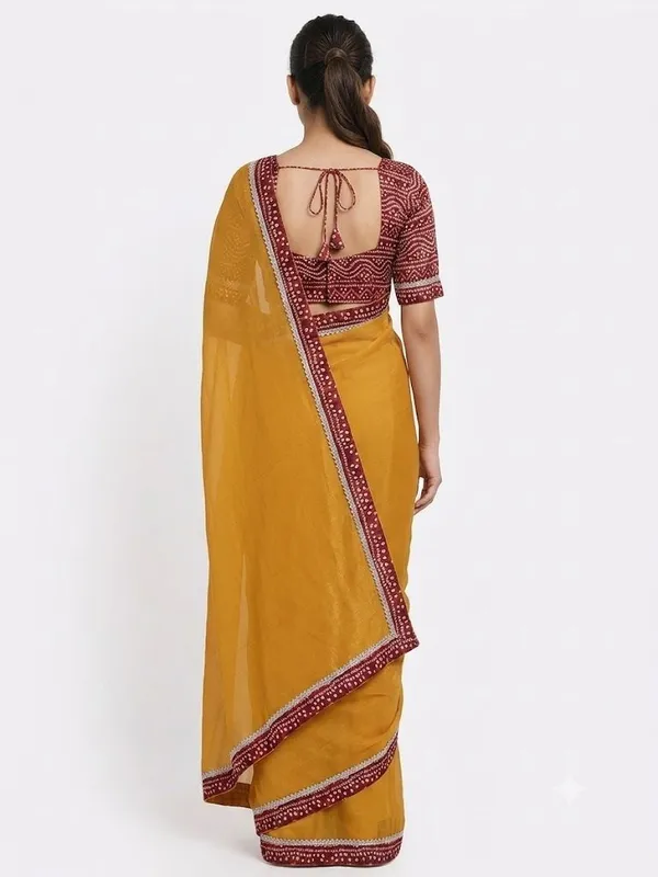 Shree_Shubh_Creation_Self_Design_Bandhani_Chiffon_Saree_(Mustard)