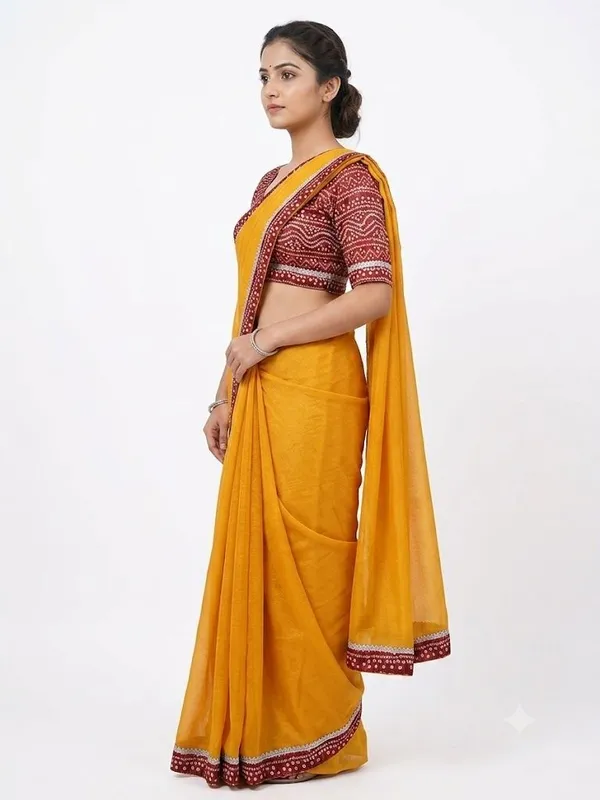 Shree_Shubh_Creation_Self_Design_Bandhani_Chiffon_Saree_(Mustard)