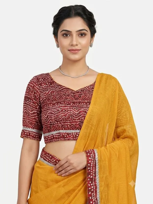 Shree_Shubh_Creation_Self_Design_Bandhani_Chiffon_Saree_(Mustard)