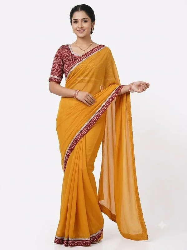 Shree_Shubh_Creation_Self_Design_Bandhani_Chiffon_Saree_(Mustard)