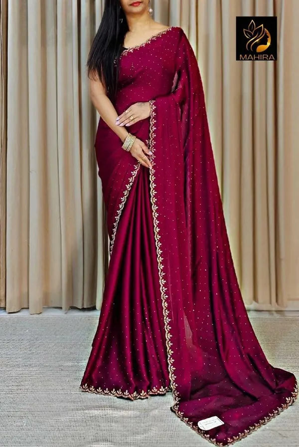 Ndenterprise_Embellished_Bollywood_Chiffon_Saree_With_Unstitched_Blouse_Red