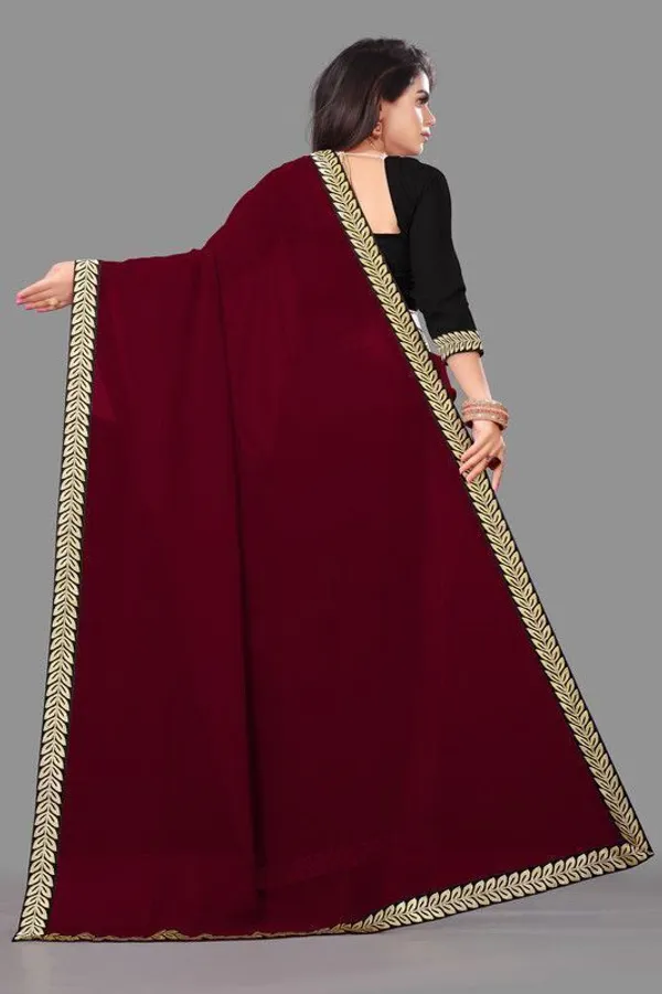 Shree_Shubh_Creation_Solid_Daily_Wear_Georgette_Saree_With_Unstitched_Blouse_(Maroon)