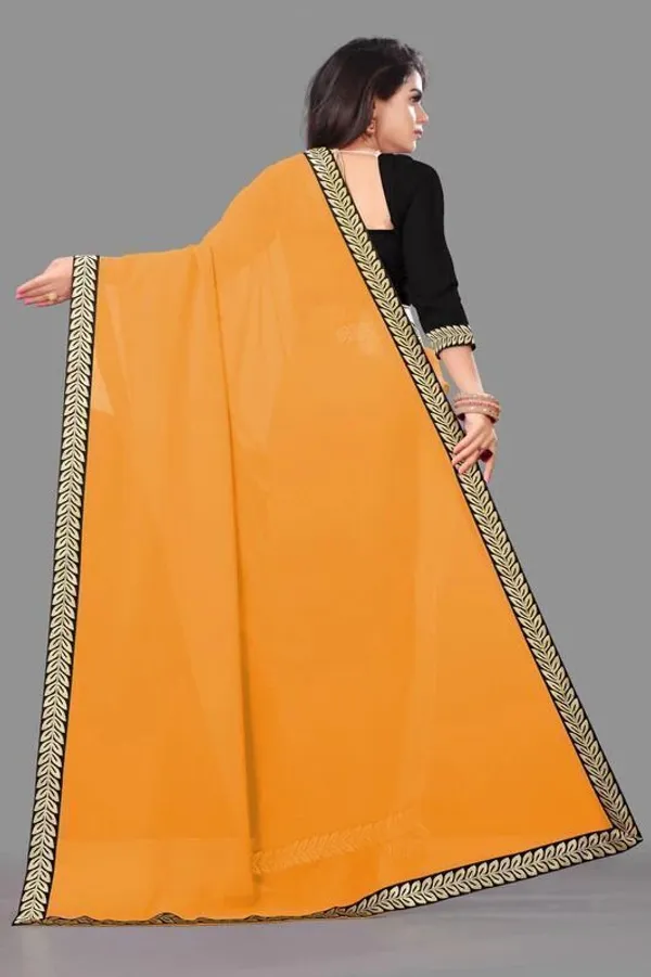 Shree_Shubh_Creation_Solid_Daily_Wear_Georgette_Saree_With_Unstitched_Blouse_(Yellow)