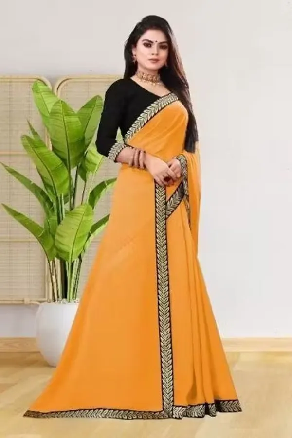 Shree_Shubh_Creation_Solid_Daily_Wear_Georgette_Saree_With_Unstitched_Blouse_(Yellow)