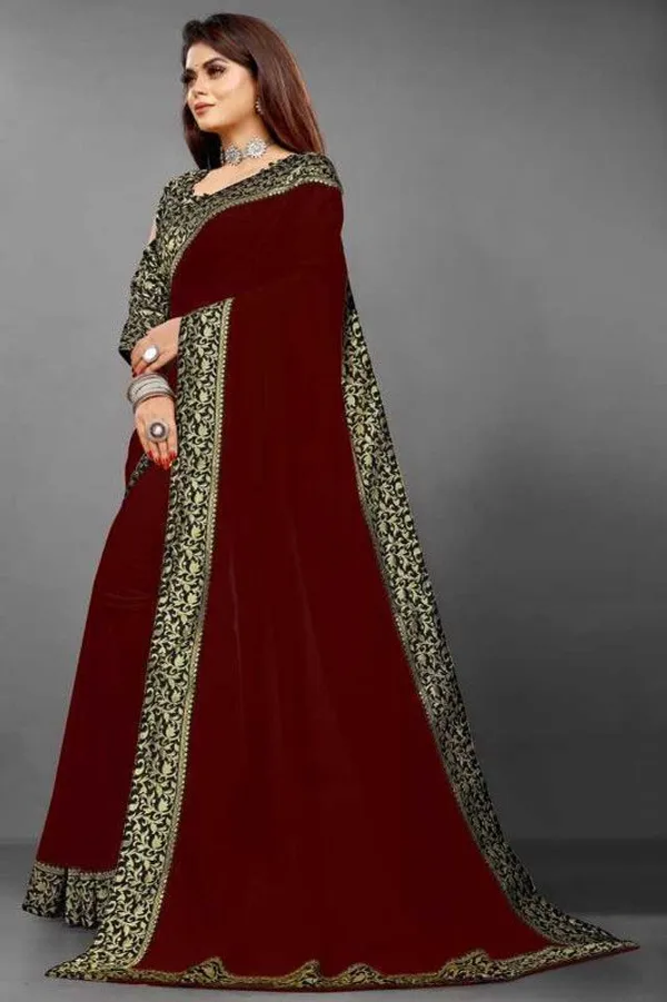 Shree_Shubh_Creation_Solid_Daily_Wear_Georgette_Saree_With_Unstitched_Blouse_(Maroon)