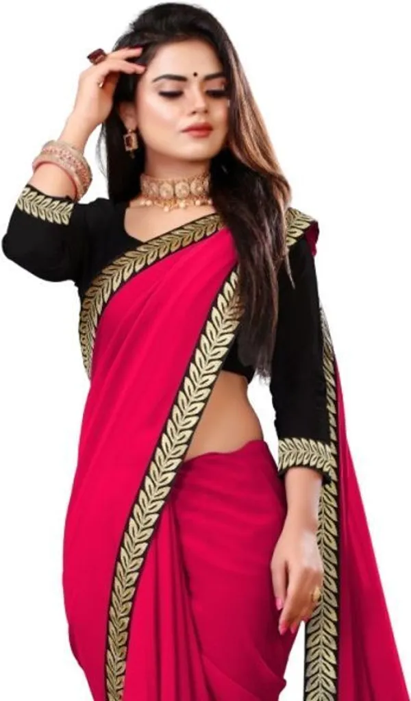 Shree_Shubh_Creation_Woven_Daily_Wear_Georgette_Saree_With_Unstitched_Blouse_(Red)