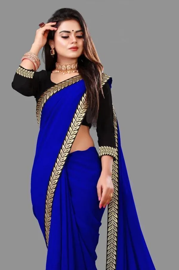 Shree_Shubh_Creation_Solid_Daily_Wear_Georgette_Saree_With_Unstitched_Blouse