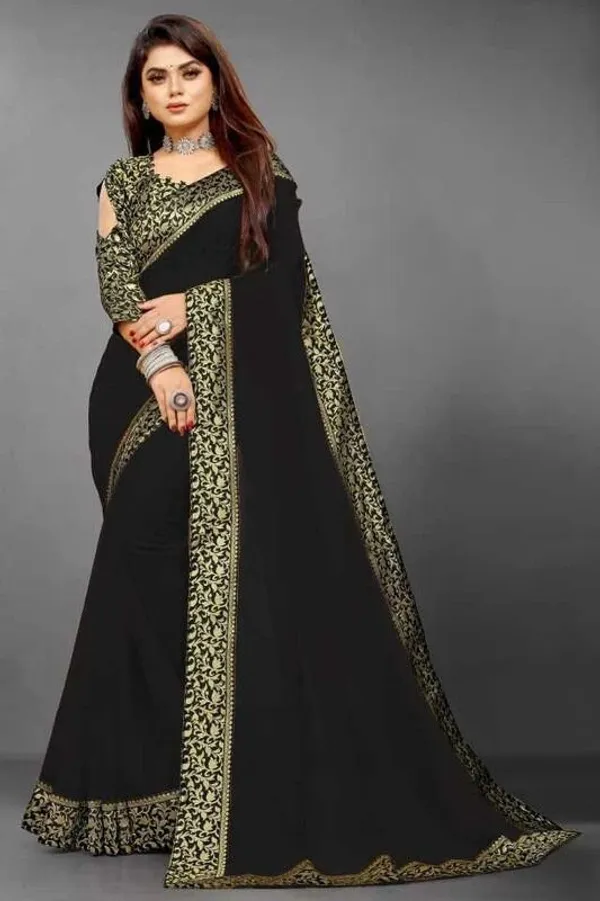 Shree_Shubh_Creation_Solid_Daily_Wear_Georgette_Saree_With_Unstitched_Blouse_(Black)