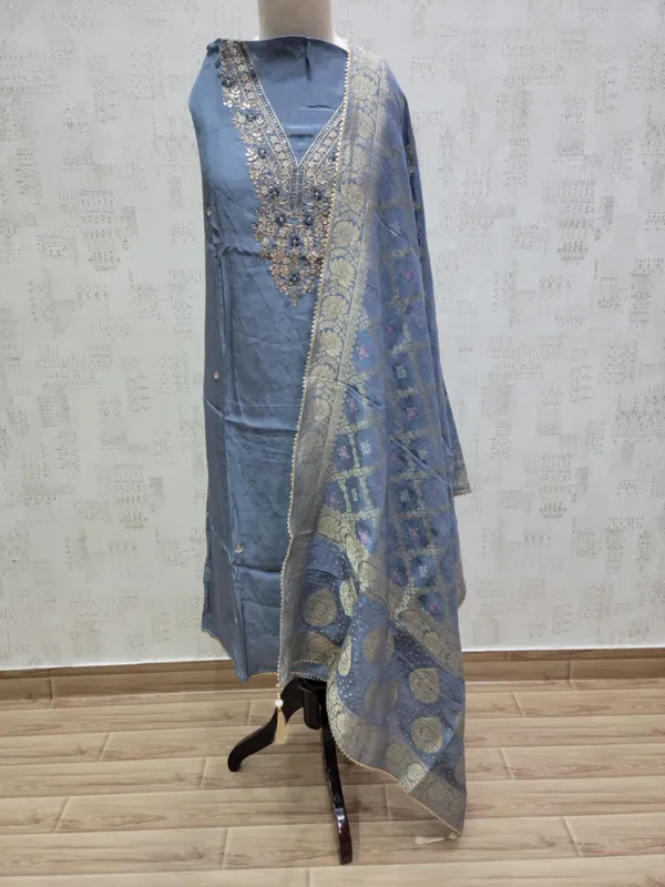 Grey_Premium_Ho_Silk_Material_Unstitched_3_Piece_Suit_For_Women