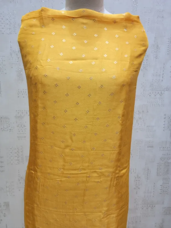Yellow_Heavy_Dola_Silk_Unstitched_3_Piece_Suit_For_Women