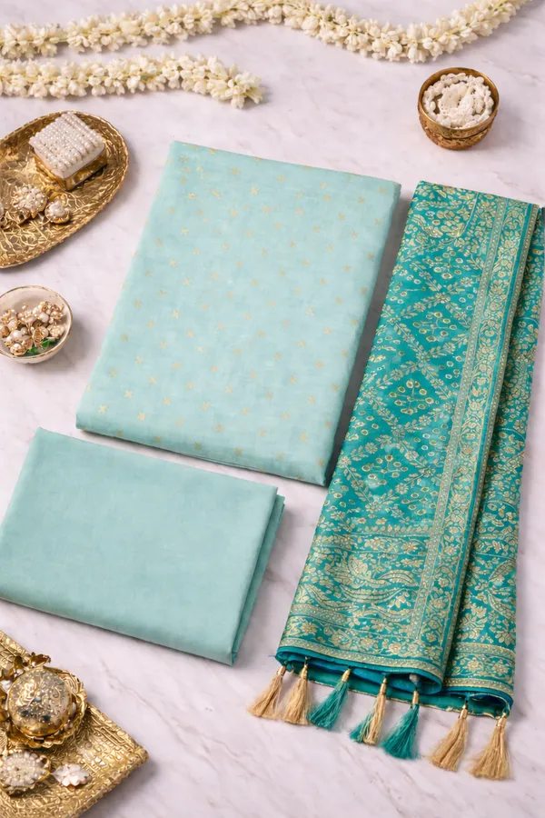 Blue_Heavy_Dola_Silk_Unstitched_3_Piece_Suit_For_Women