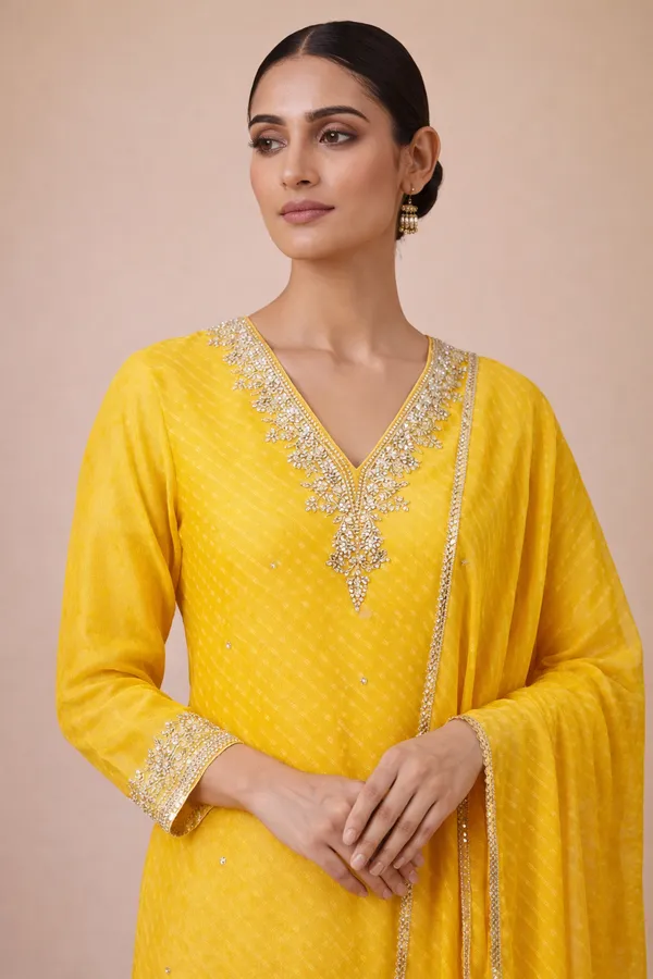 Yellow_Mothda_Light_V_Neck_Bandhej_Unstitched_3_Piece_Suit_For_Women