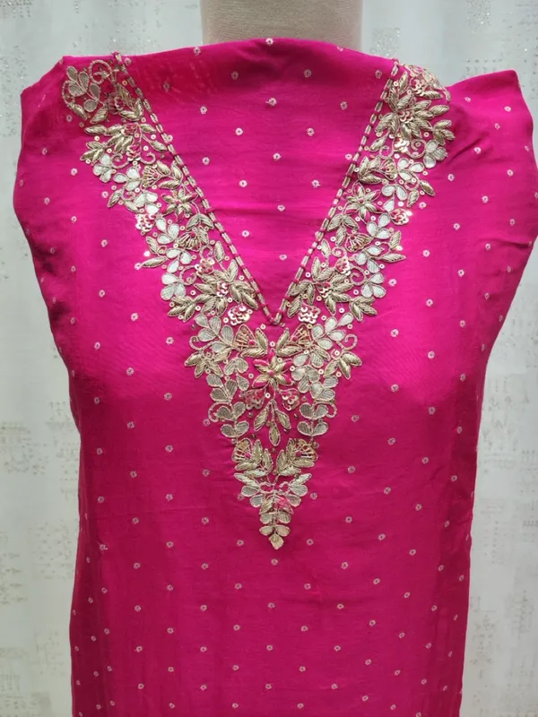 Pink_Heavy_Dola_Silk_Unstitched_3_Piece_Suit_For_Women