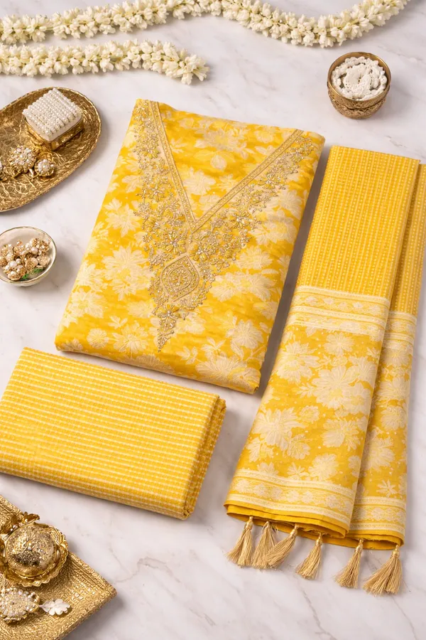Yellow_Pure_Cotton_Designer_3_Piece_Unstitched_Suit_For_Women