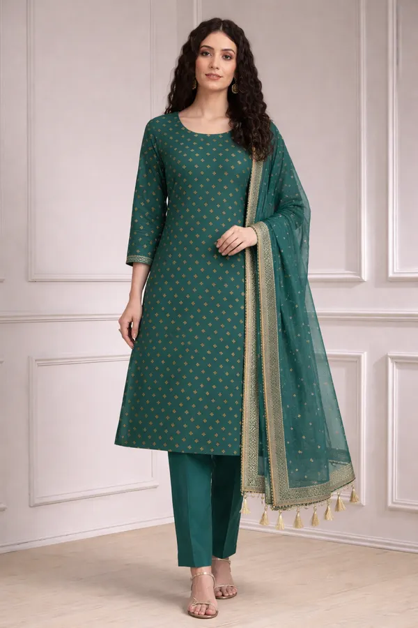Green_Heavy_Dola_Silk_Unstitched_3_Piece_Suit_For_Women