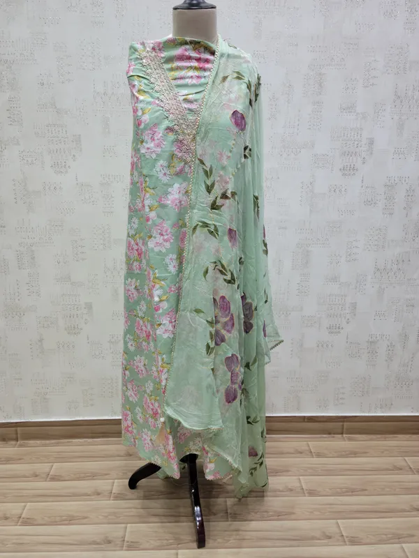 Green_Premium_Cotton_V_Neck_Brush_Unstitched_3_Piece_Suit_For_Women