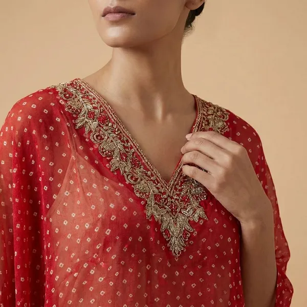 Red_Heavy_Georgette_V_Neck_Unstitched_3_Piece_Suit_For_Women