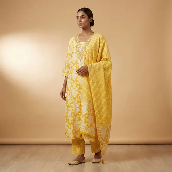 Yellow_Pure_Cotton_Designer_3_Piece_Unstitched_Suit_For_Women