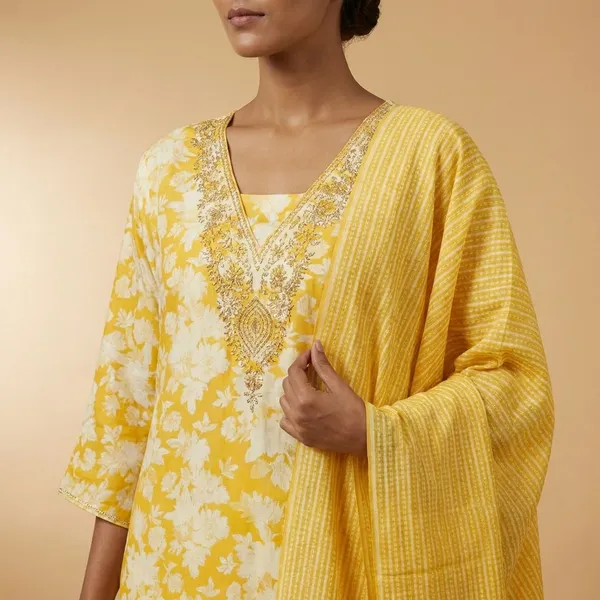 Yellow_Pure_Cotton_Designer_3_Piece_Unstitched_Suit_For_Women