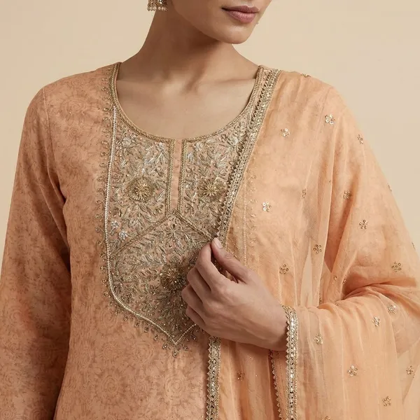 Orange_Premium_Chanderi_Digital_Sequin_Unstitched_3_Piece_Suit_For_Women