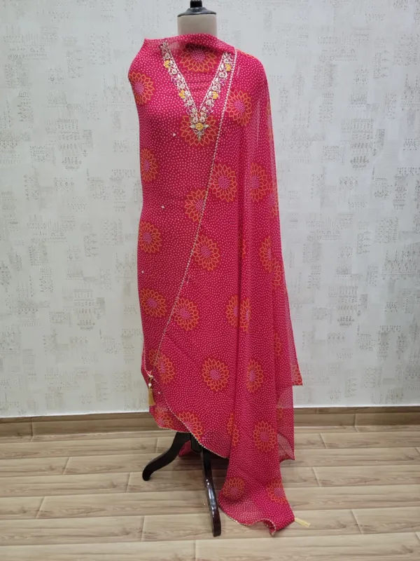 Pink_Mothda_Light_V_Neck_Bandhej_Unstitched_3_Piece_Suit_For_Women