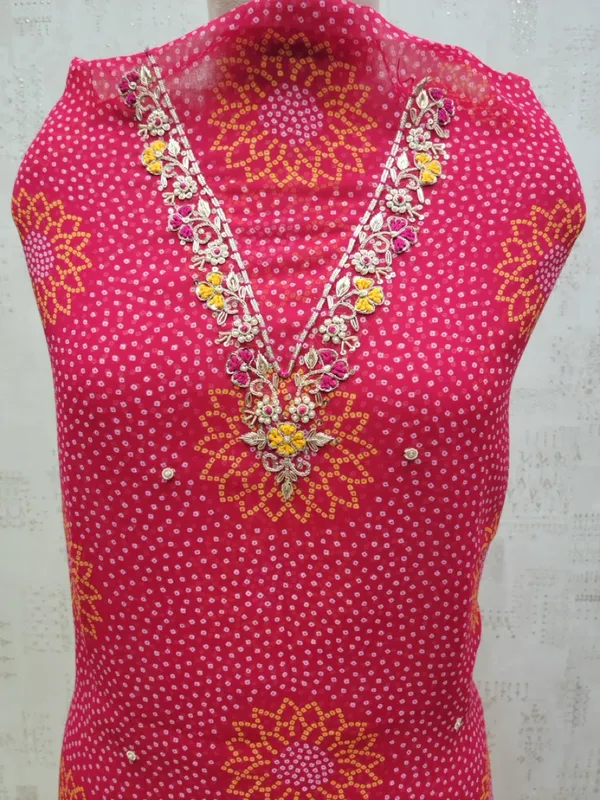 Pink_Mothda_Light_V_Neck_Bandhej_Unstitched_3_Piece_Suit_For_Women