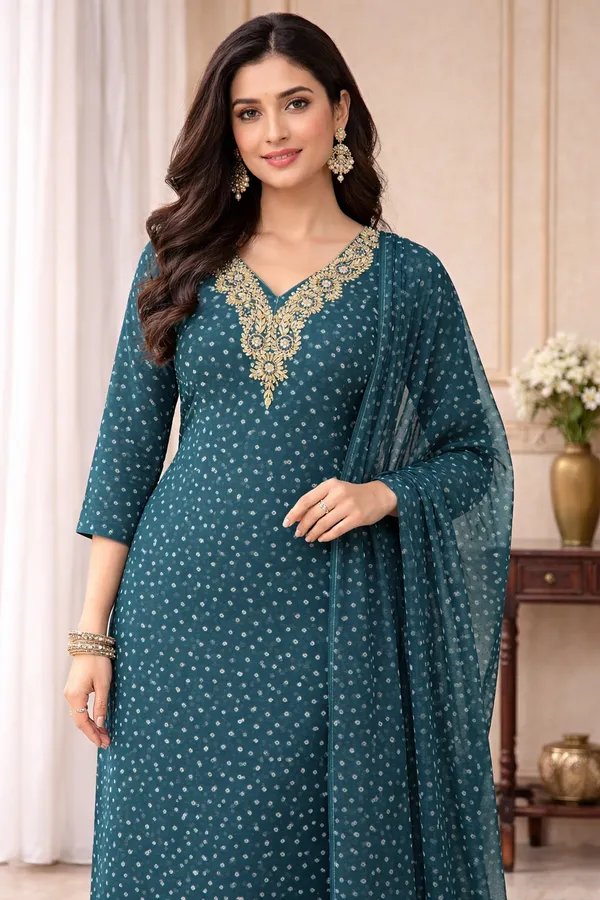 Blue_Heavy_Georgette_V_Neck_Unstitched_3_Piece_Suit_For_Women
