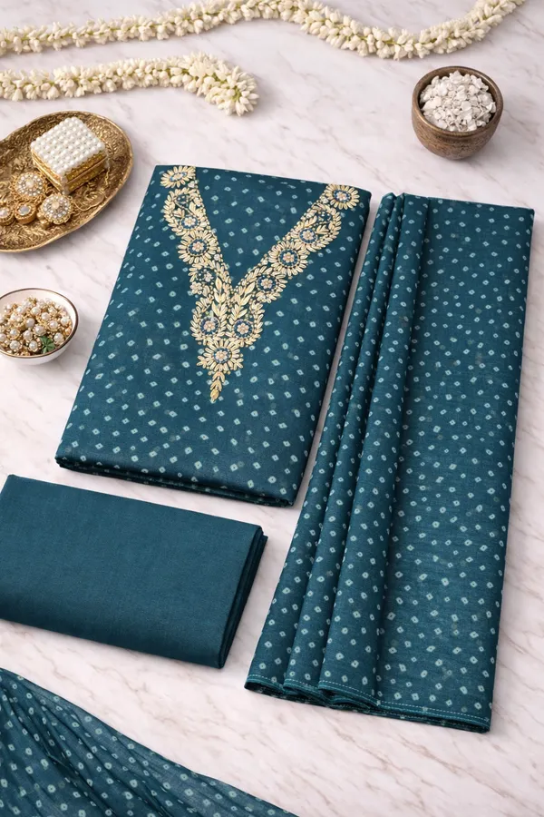 Blue_Heavy_Georgette_V_Neck_Unstitched_3_Piece_Suit_For_Women