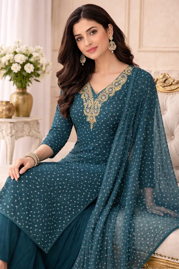 Blue_Heavy_Georgette_V_Neck_Unstitched_3_Piece_Suit_For_Women