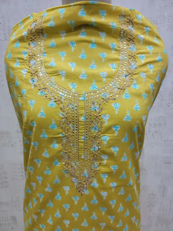 Mustard_Premium_Cotton_Gotta_Neck_Work_Unstitched_Suit_For_Women