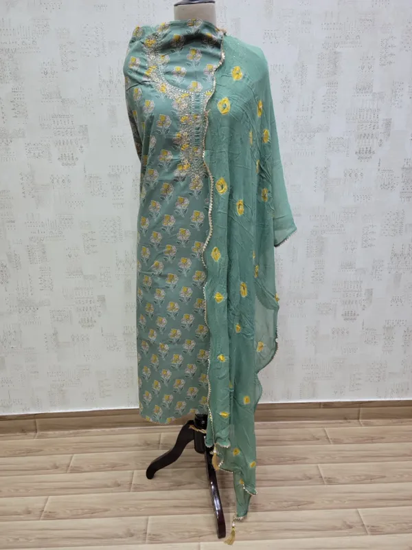 Green_Premium_Cotton_V_Neck_Brush_Unstitched_3_Piece_Suit_For_Women